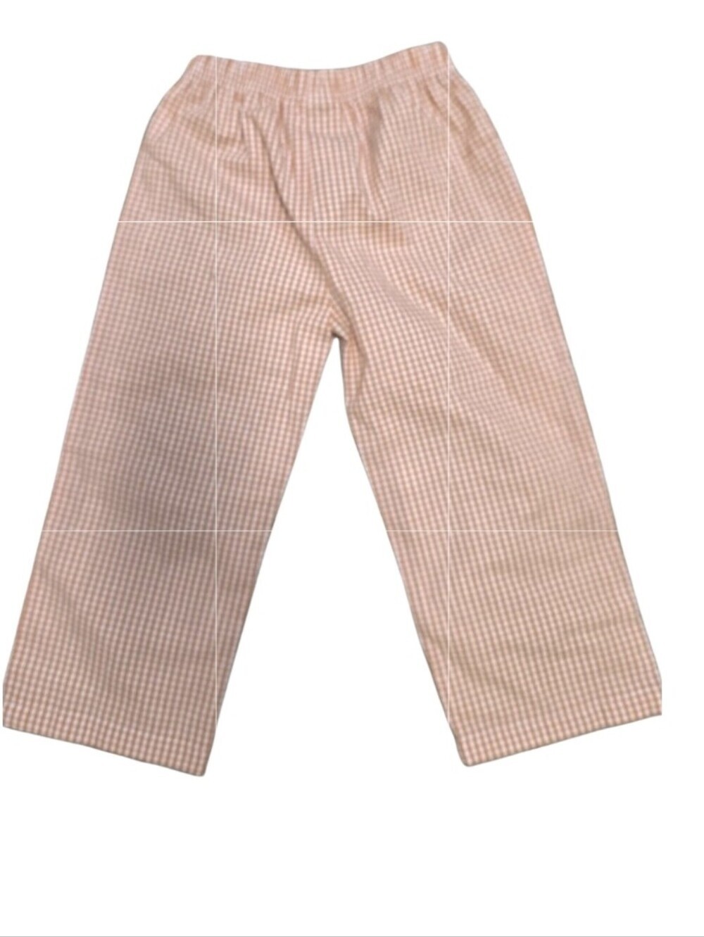 Toddler Boys Or Girls Orange White Gingham Pants Elastic Waist Size 3T Lined NEW